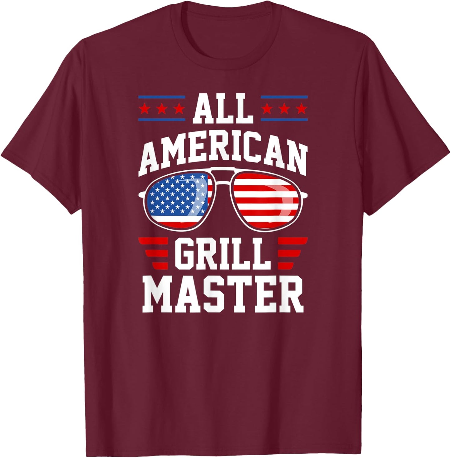All-American Grill Master USA American Flag Patriotic Women Men T-Shirt - T-Shirt | Maroon