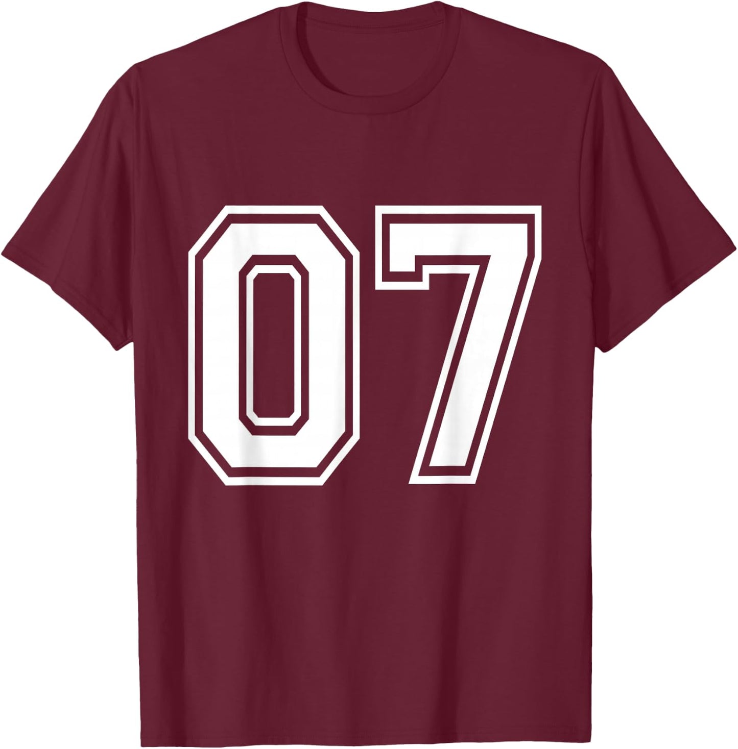Number 07 Varsity Sports Team Jersey 7th Birthday 7 Years T-Shirt - T-Shirt | Maroon