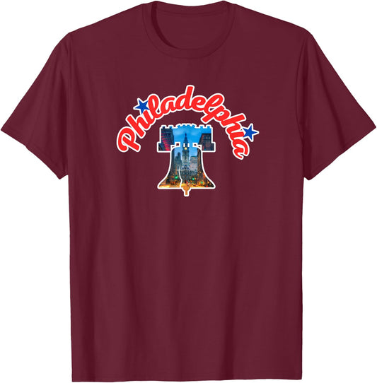 Philadelphia Philly Liberty Bell Patriotic Vacation Souvenir T-Shirt - T-Shirt | Maroon