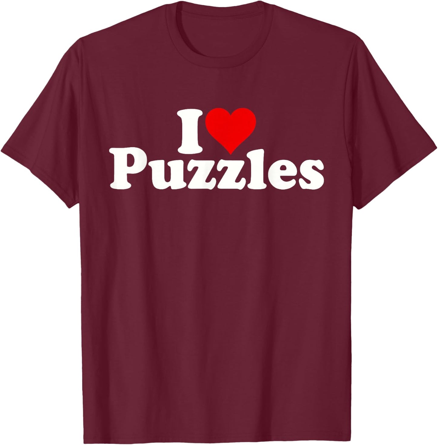 I Love Heart Puzzles T-Shirt - T-Shirt | Maroon