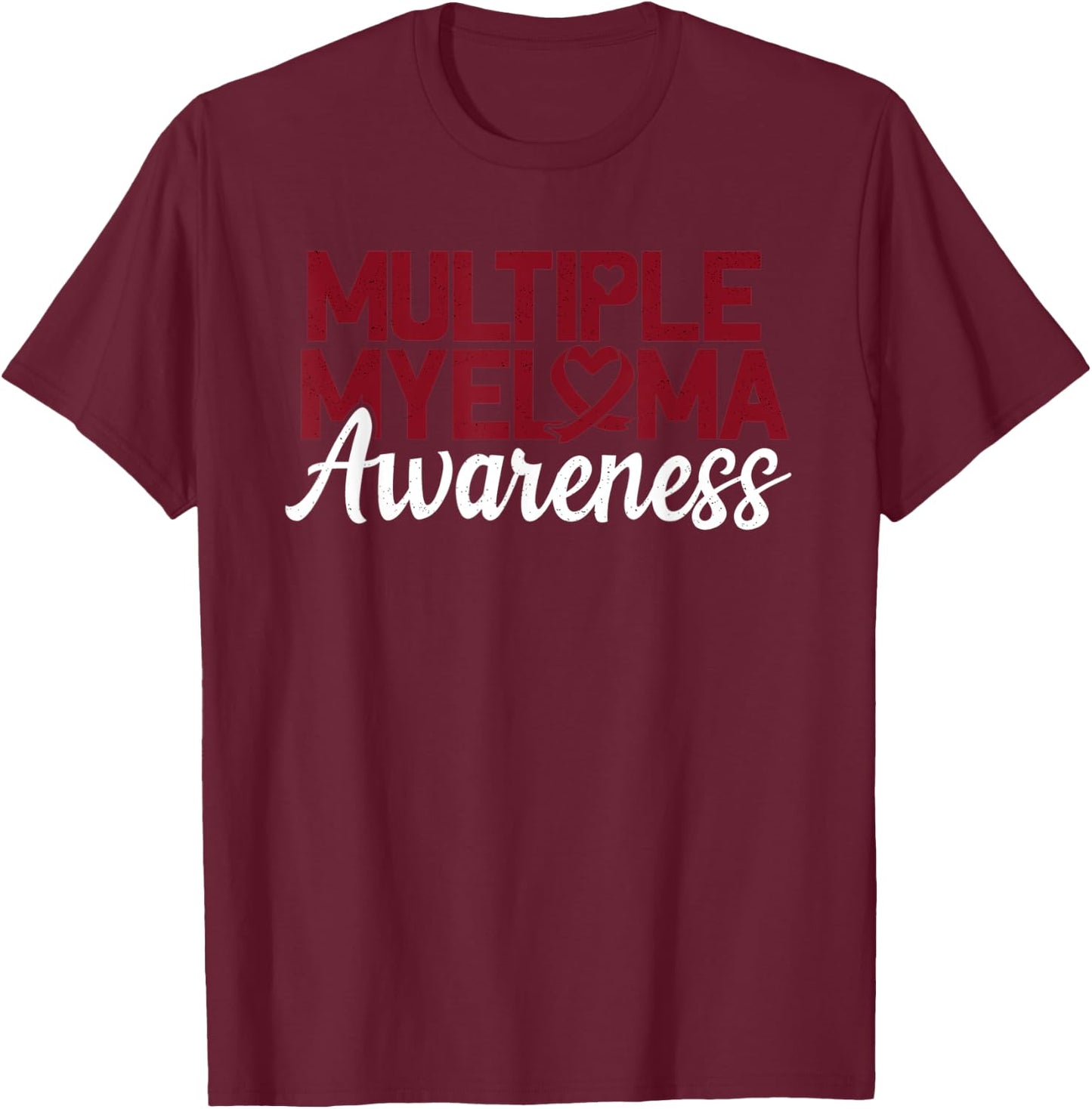 Multiple Myeloma Awareness Blood Cancer Burgundy Ribbon T-Shirt - T-Shirt | Maroon