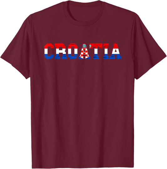 Croatia Flag Croatian Pride Hrvatska Croatian Roots Croatia T-Shirt - T-Shirt | Maroon