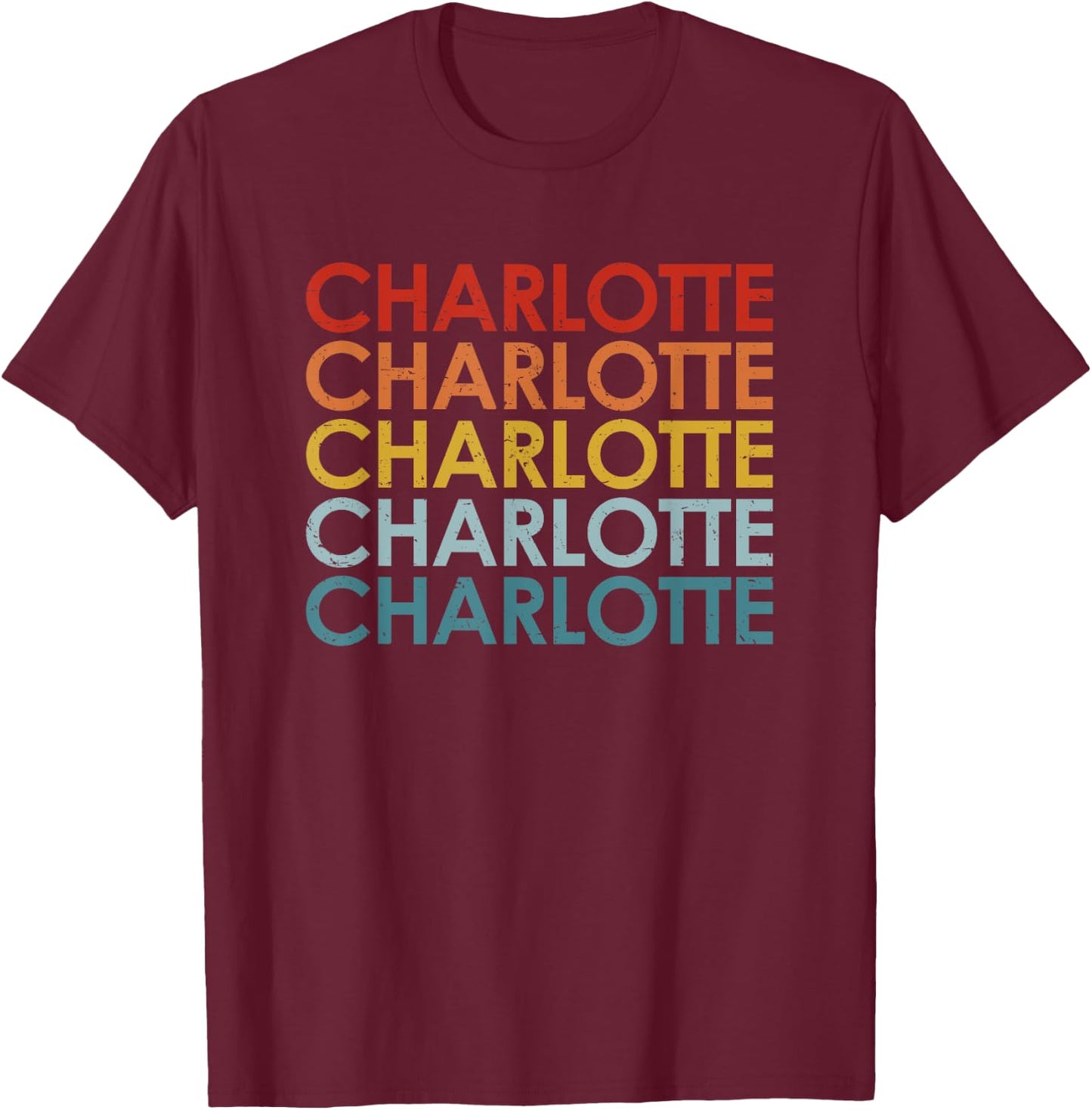 Vintage Charlotte North Carolina Retro Souvenir boys girls T-Shirt - T-Shirt | Maroon