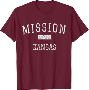 Mission Kansas KS Vintage T-Shirt - T-Shirt | Maroon
