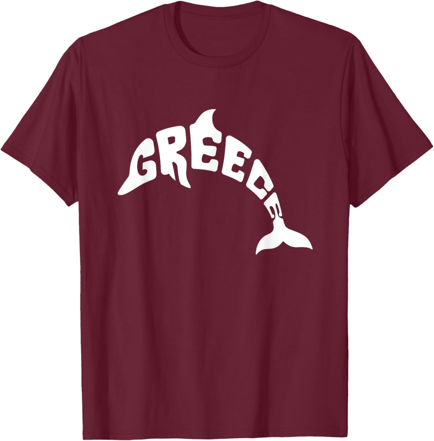 Greece Dolphin Word Art - Cute Animal T-Shirt - T-Shirt | Maroon