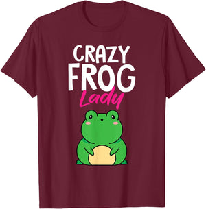 Funny Crazy Frog Lady Women Amphibian Herpetologist T-Shirt - T-Shirt | Maroon