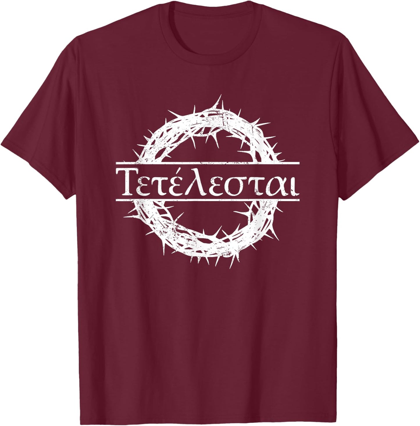 Glaube an Jesus Bibel Gott Christliche Zitate Tetelestai Greek Bible Quote "Es ist vollbracht Jesus" -Adults Black Cotton, Polyester Short Sleeve T-Shirt - T-Shirt | Maroon