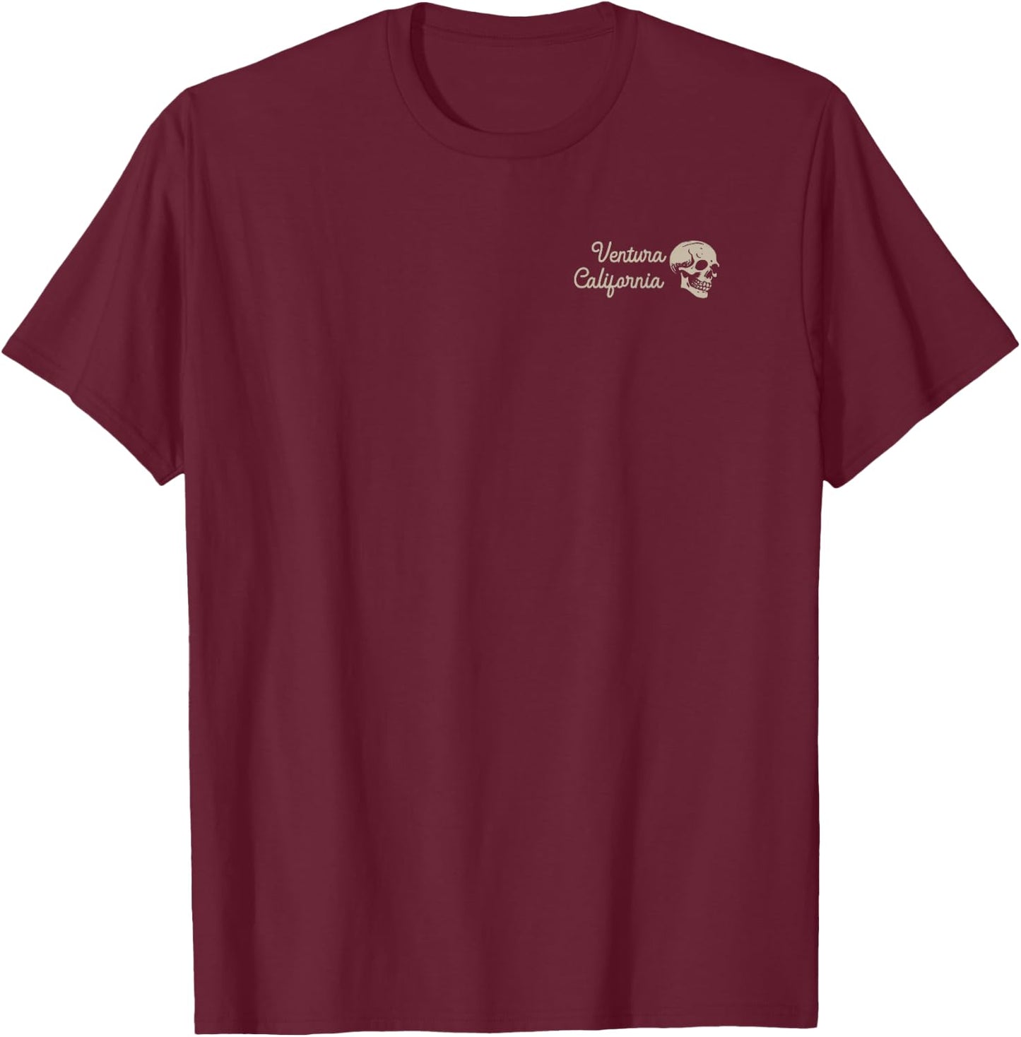 Ventura California CA Retro Surfer Front & Back T-Shirt - T-Shirt | Maroon