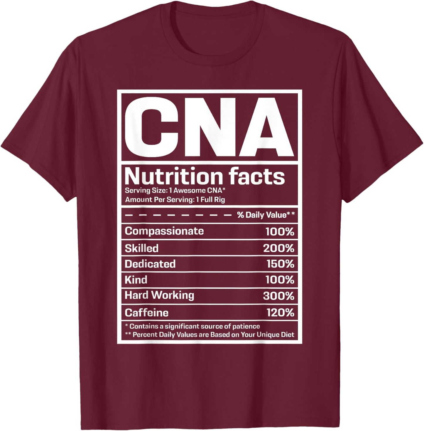 CNA Certified Nursing Assistant Gifts CNA Humor Black -Adults Small Short Sleeve Regular Fit Modern Humor Professional Use T-Shirt - T-Shirt | Maroon