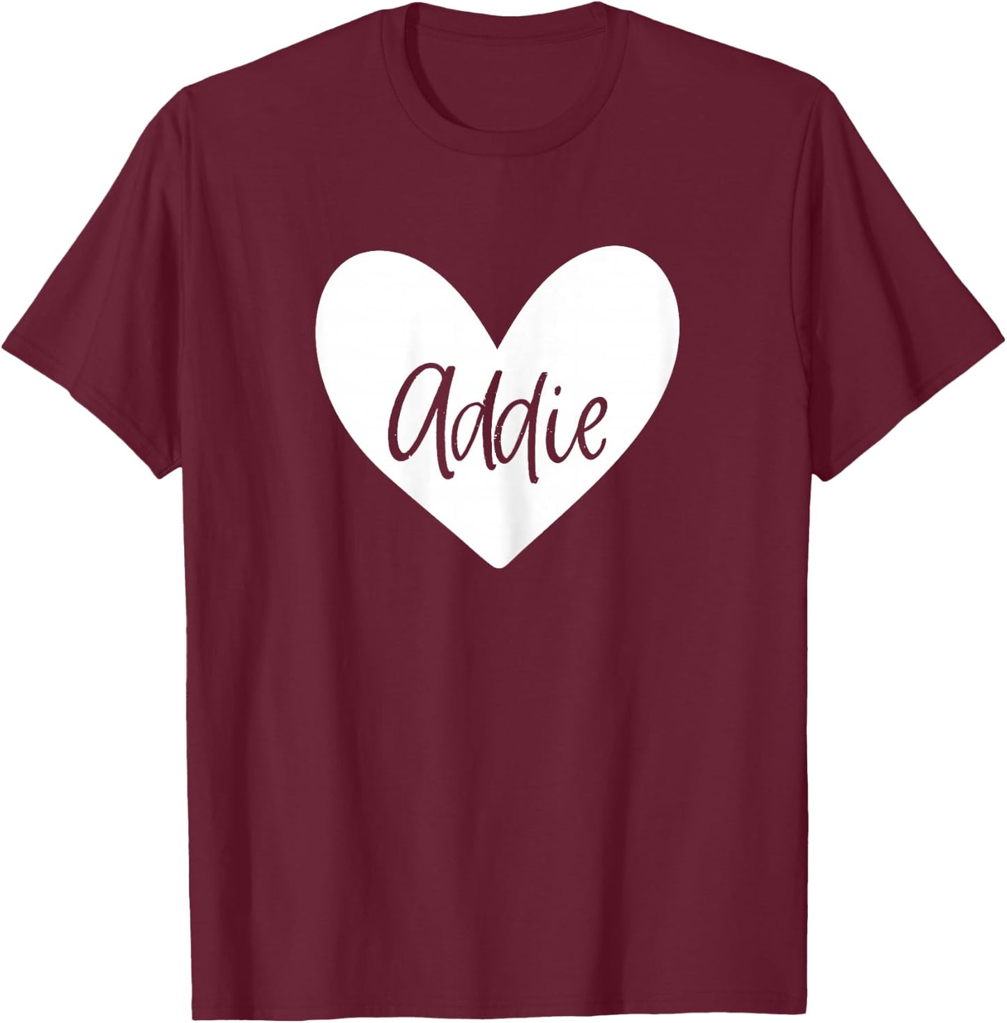 Addie Pink Name Heart Love Woman Girl Friend Personalized T-Shirt - T-Shirt | Maroon
