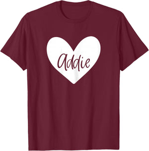 Addie Pink Name Heart Love Woman Girl Friend Personalized T-Shirt - T-Shirt | Maroon