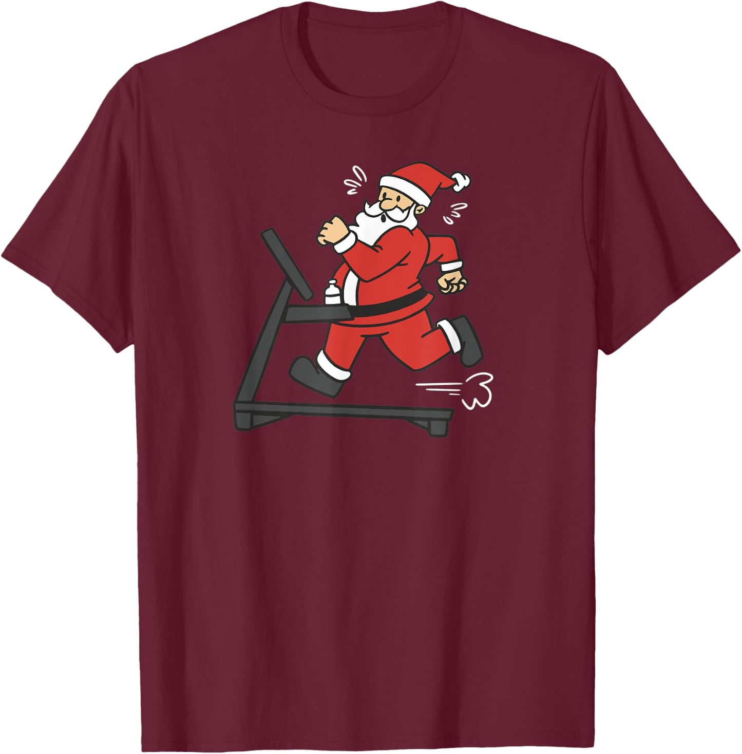 Santa Claus Treadmill Christmas Cardio Calories Fitness Fun T-Shirt - T-Shirt | Maroon
