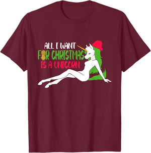 All i want for Christmas is a Unicorn - Christmas Swinger T-Shirt - T-Shirt | Maroon