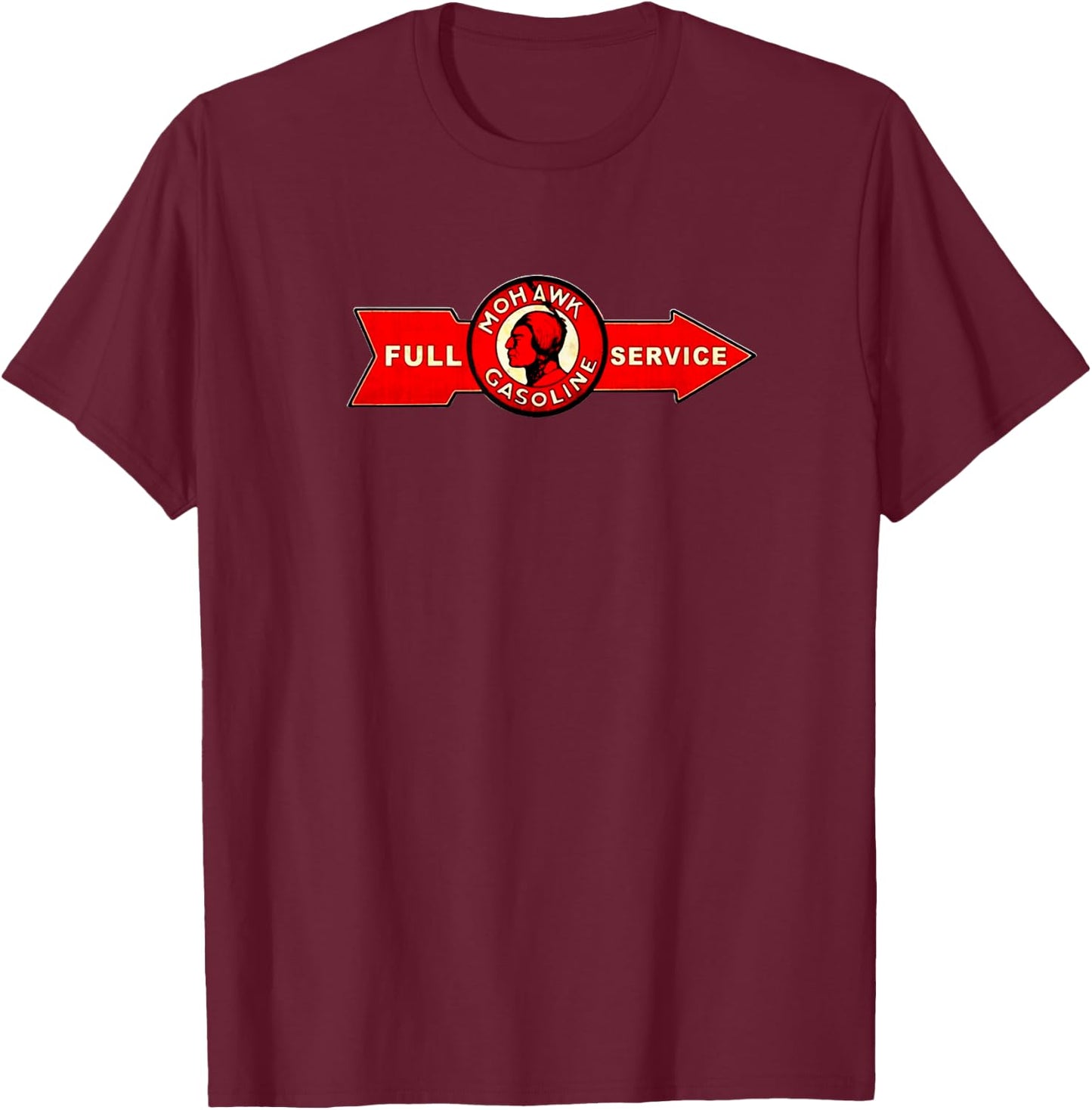 Retro Vintage Gas Station Mohawk Motor Oil Car Bikes Garage T-Shirt - T-Shirt | Maroon
