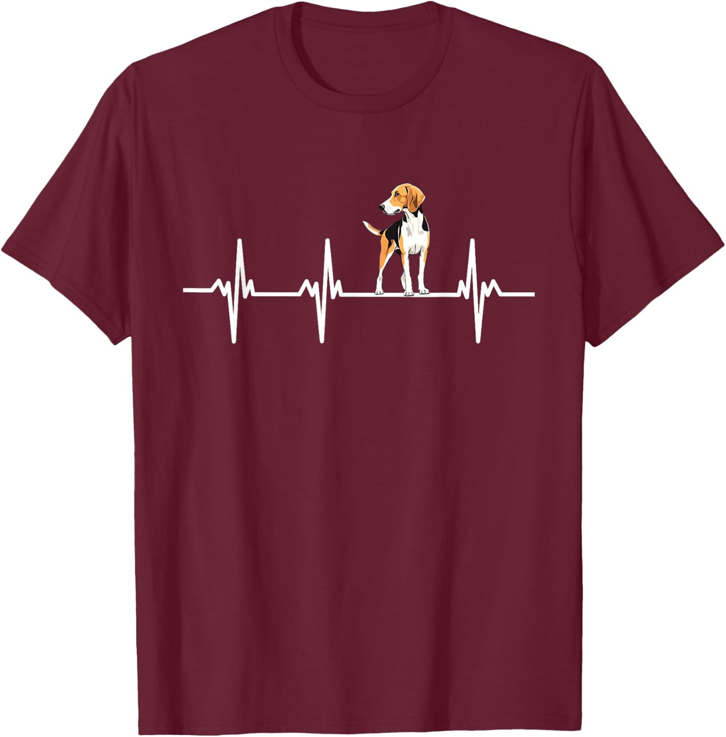 American Foxhound Groovy Heartbeat Foxhound Dog T-Shirt - T-Shirt | Maroon
