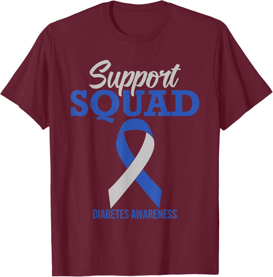Support Squad Diabetes Awareness T-Shirt - T-Shirt | Maroon