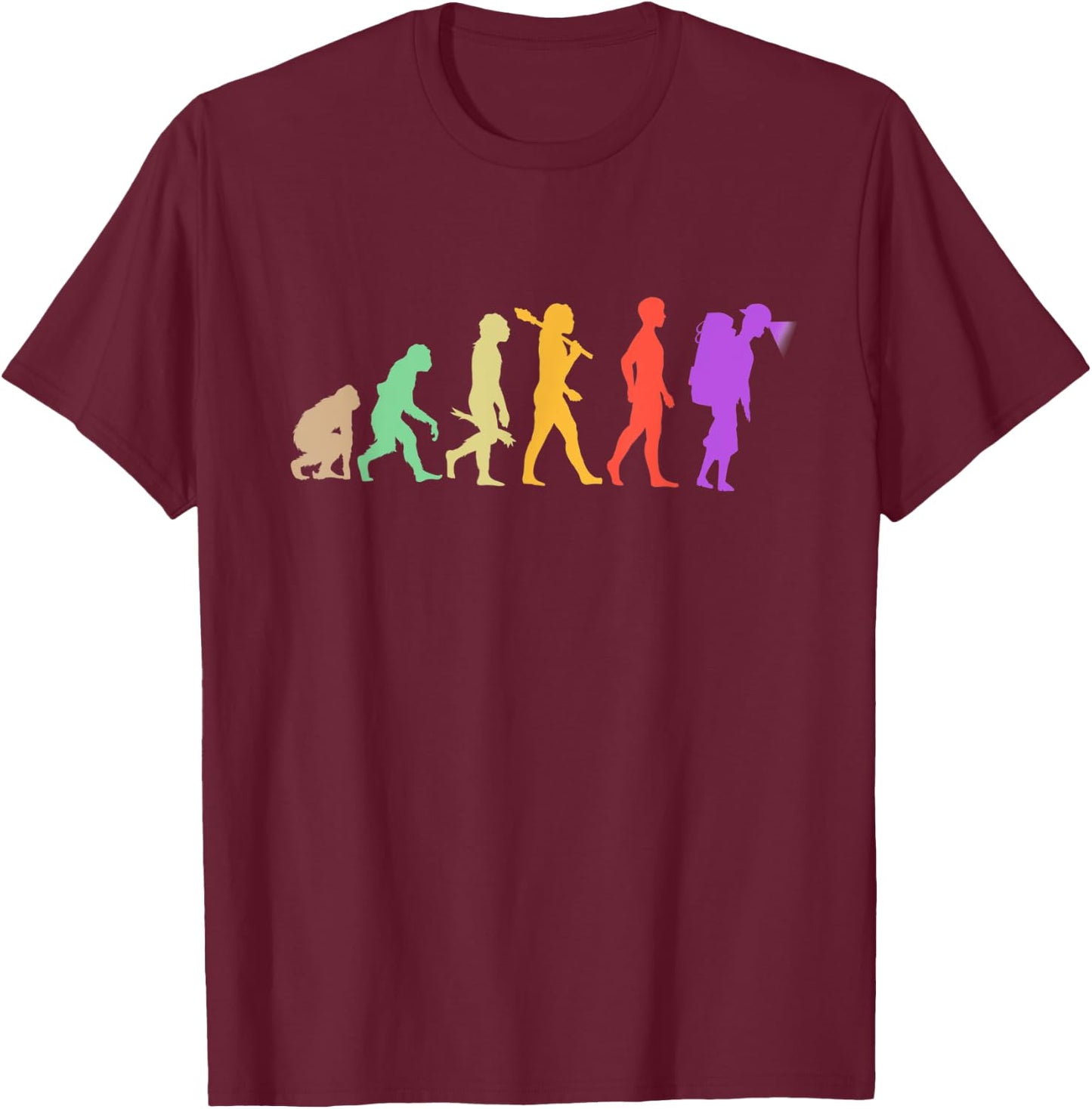 Human Evolution Cave Hiking Spelunking Caving Caver T-Shirt - T-Shirt | Maroon