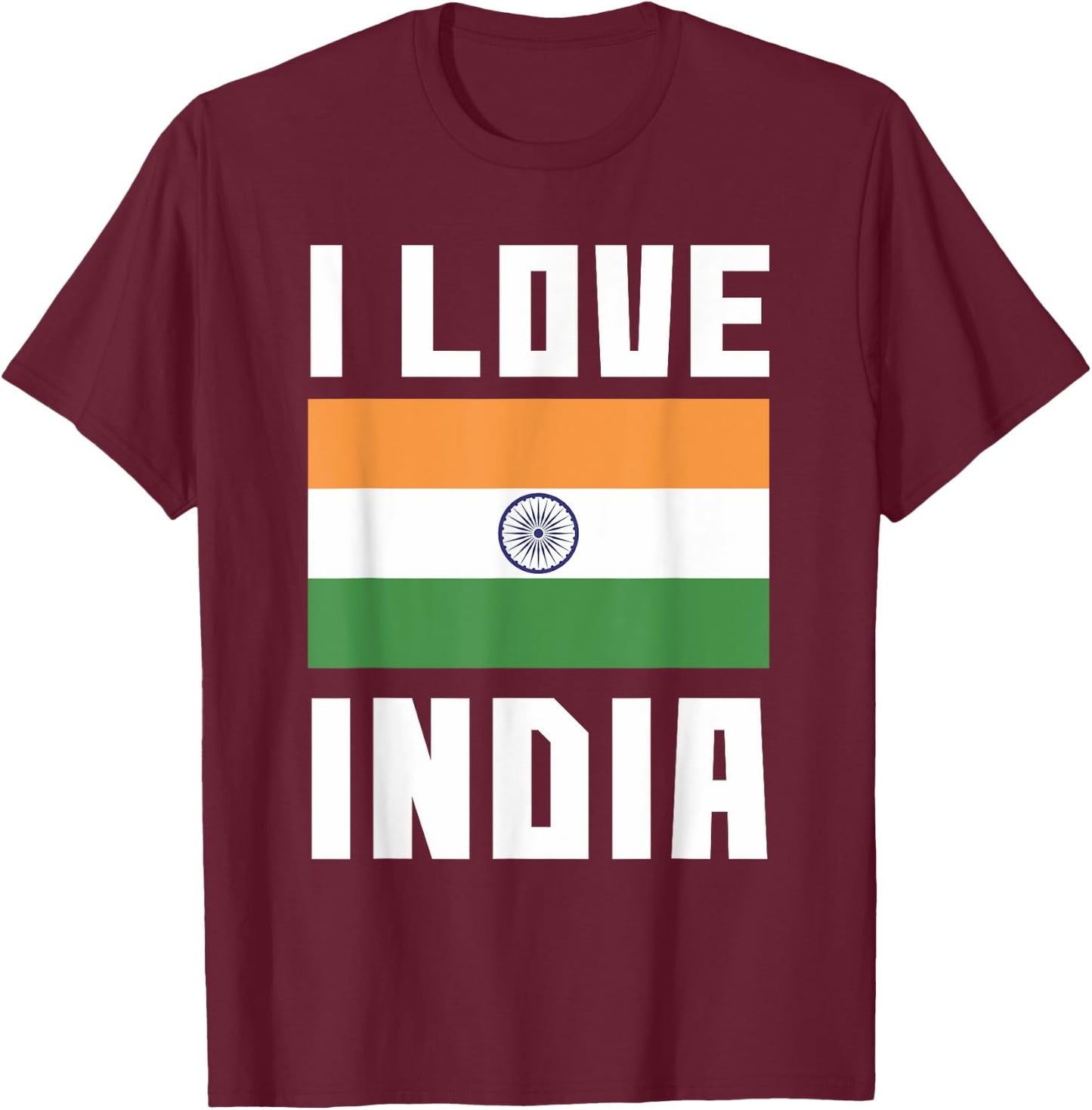 I Love India I Heart India Family Travel India Flag T-Shirt - T-Shirt | Maroon