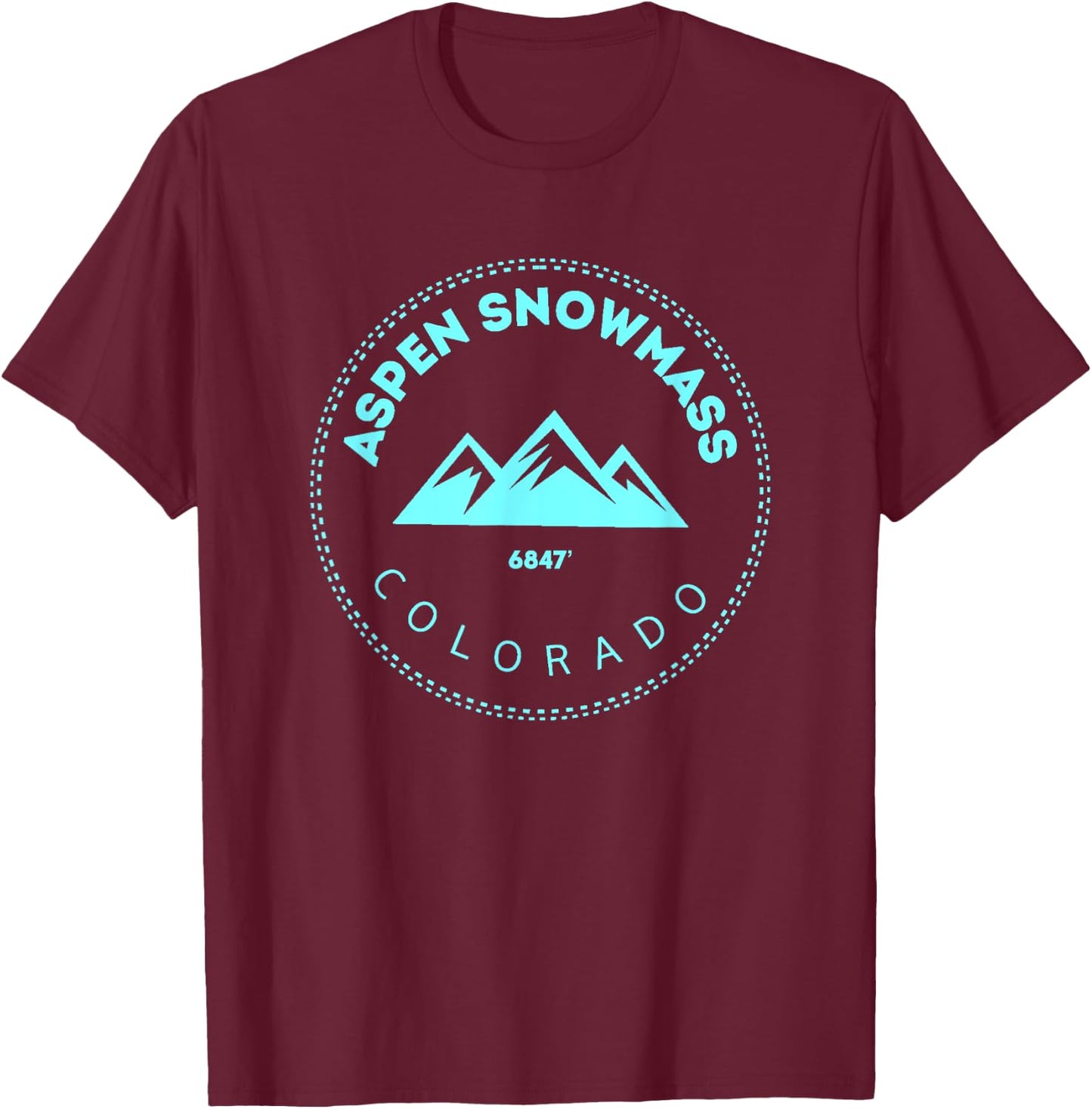 Aspen Snowmass Colorado Mountain Town - Elevated CO Skiing T-Shirt - T-Shirt | Maroon
