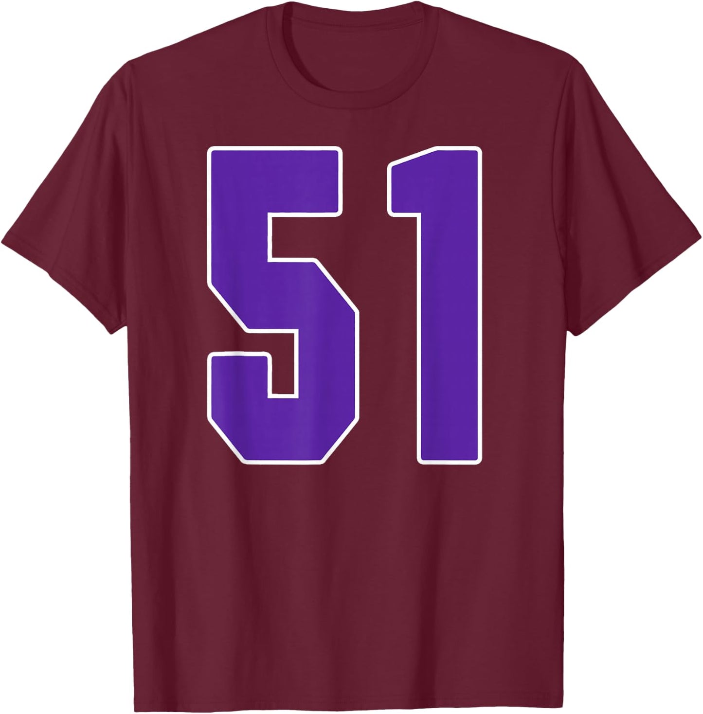 Purple Number 51 Jersey Big #51 Uniform Favorite Player T-Shirt - T-Shirt | Maroon