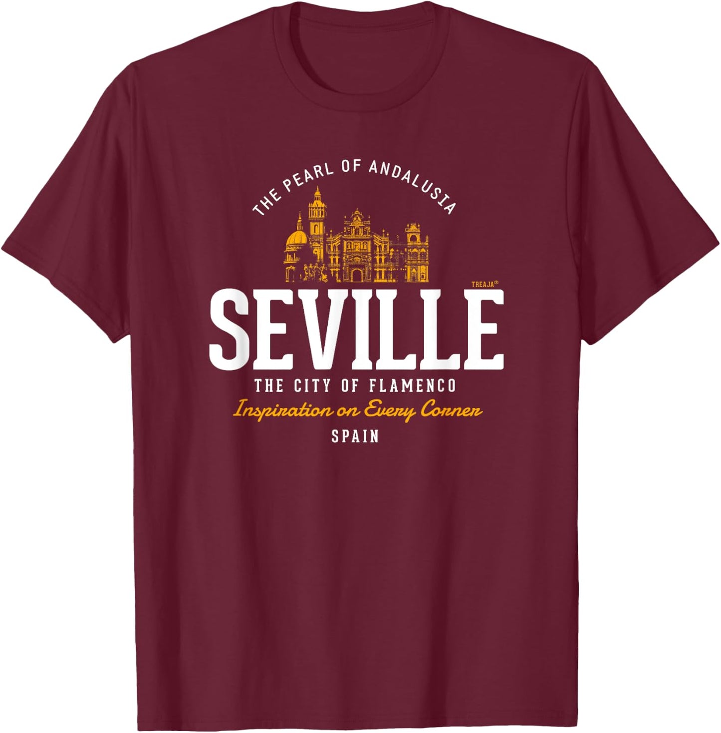 Spain Vintage Styled Retro Seville T-Shirt - T-Shirt | Maroon