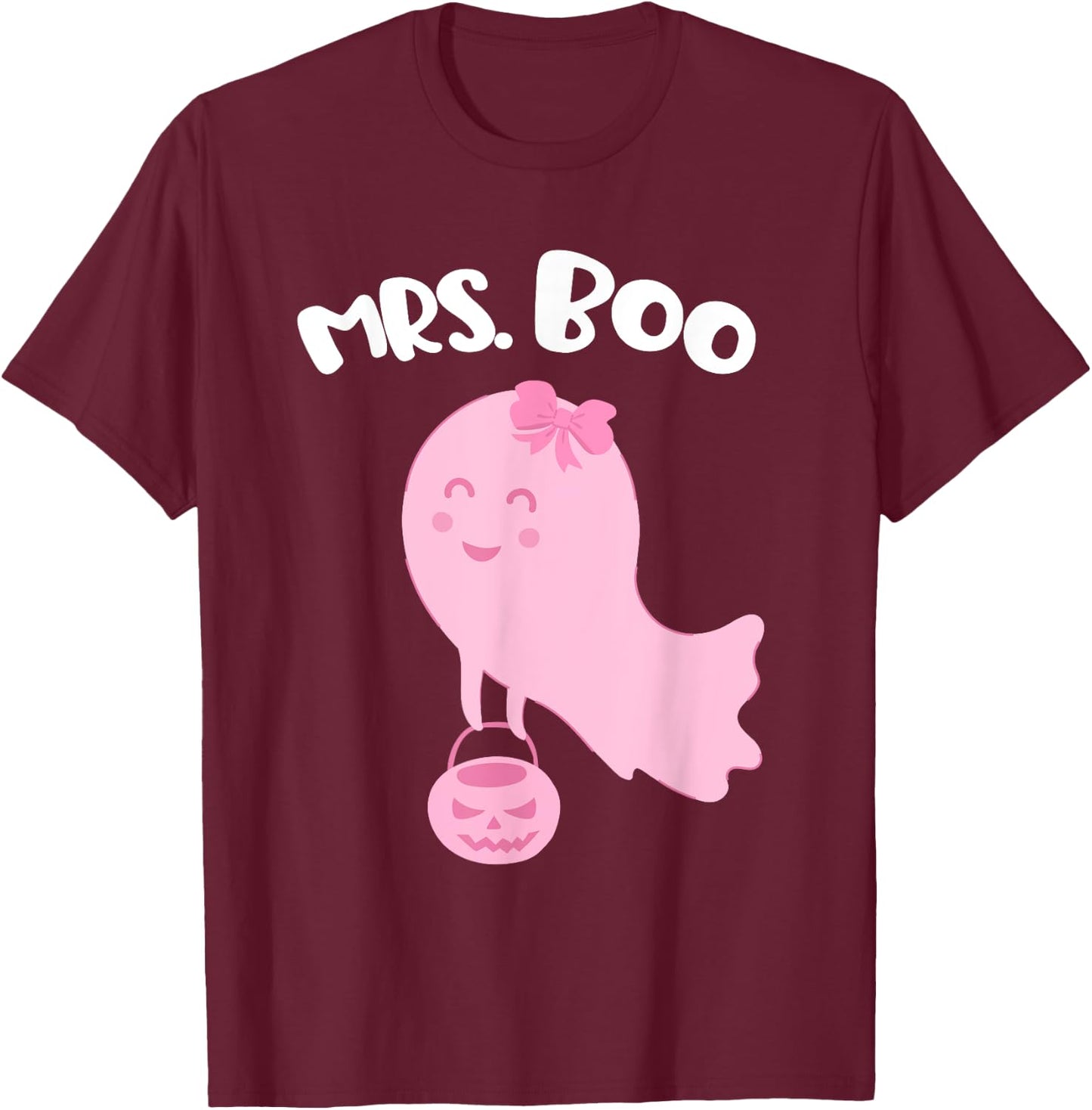 Costume for Couples Mrs BOO and Mr Boo Matching Halloween T-Shirt - T-Shirt | Maroon