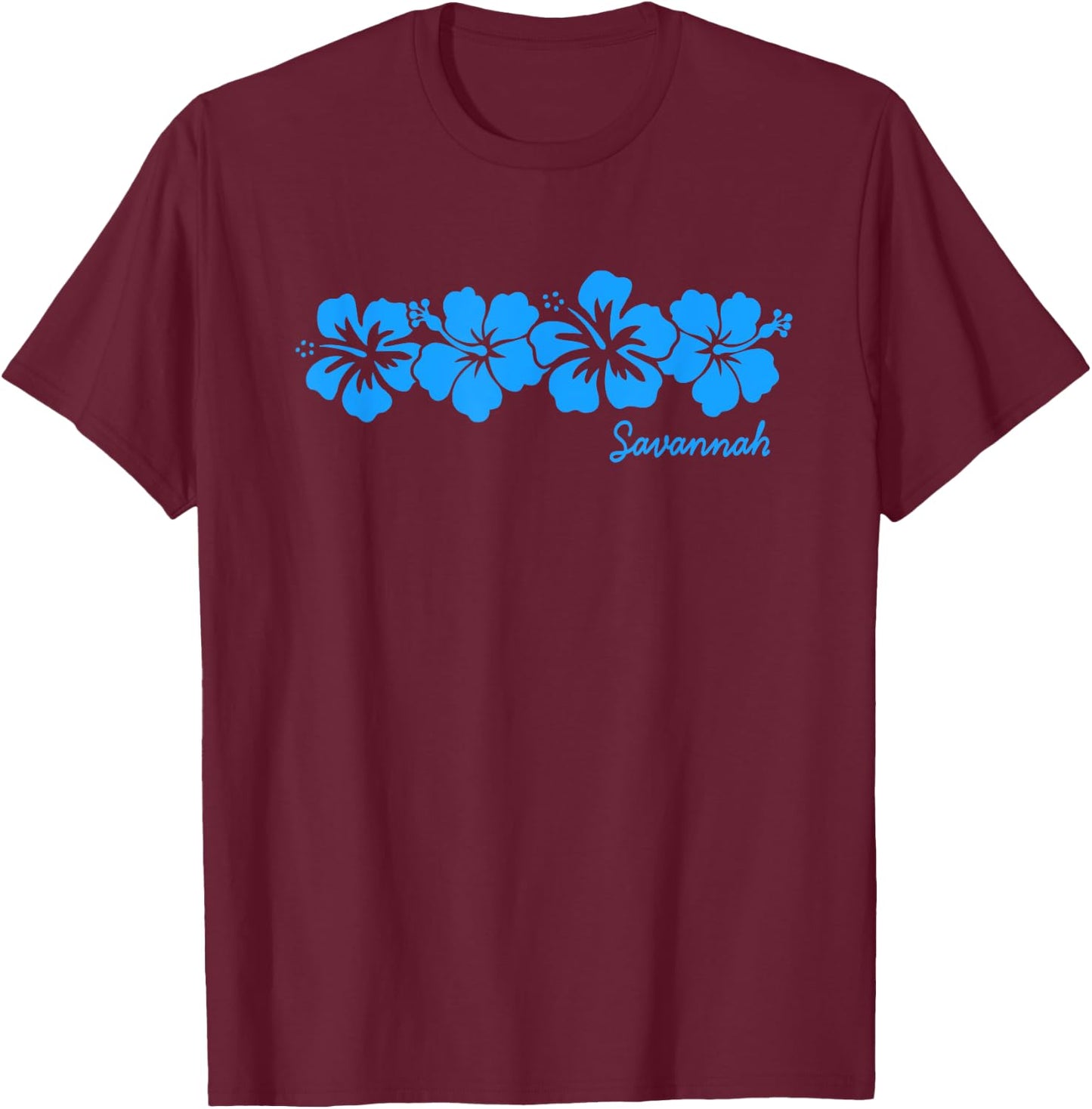 Savannah Georgia Hibiscus Flower Souvenir Vacation T-Shirt - T-Shirt | Maroon