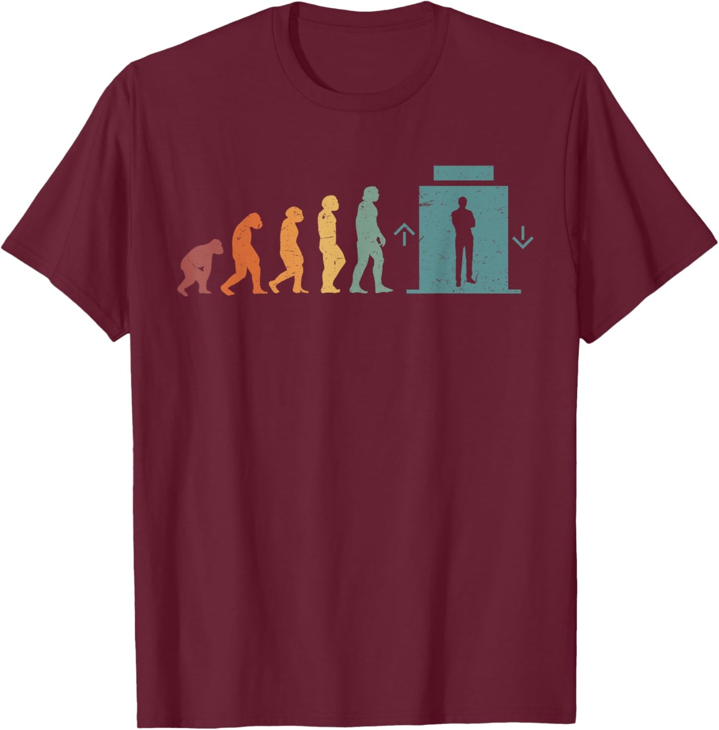 Evolution Of An Elevator T-Shirt - T-Shirt | Maroon
