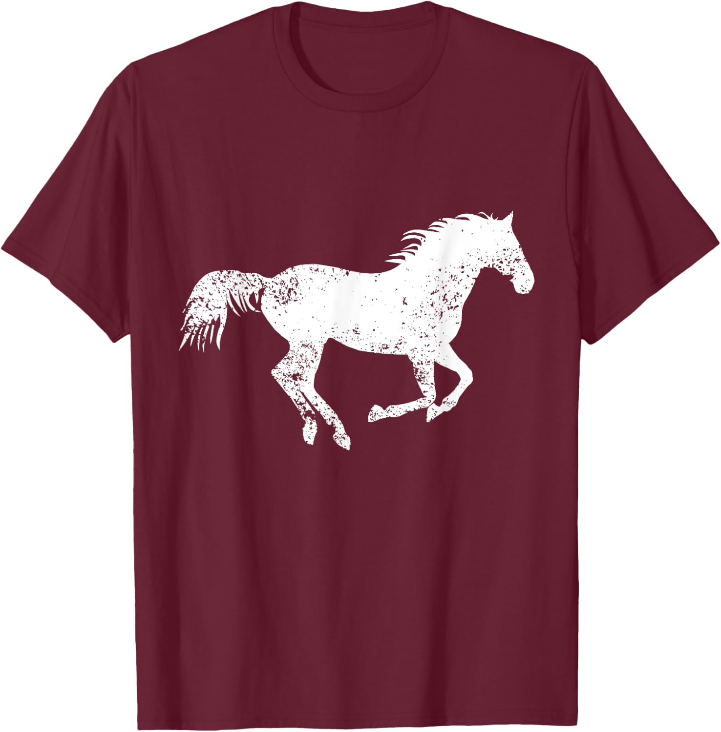 Equestrian Distressed Horse Print - Vintage Horse T-Shirt - T-Shirt | Maroon