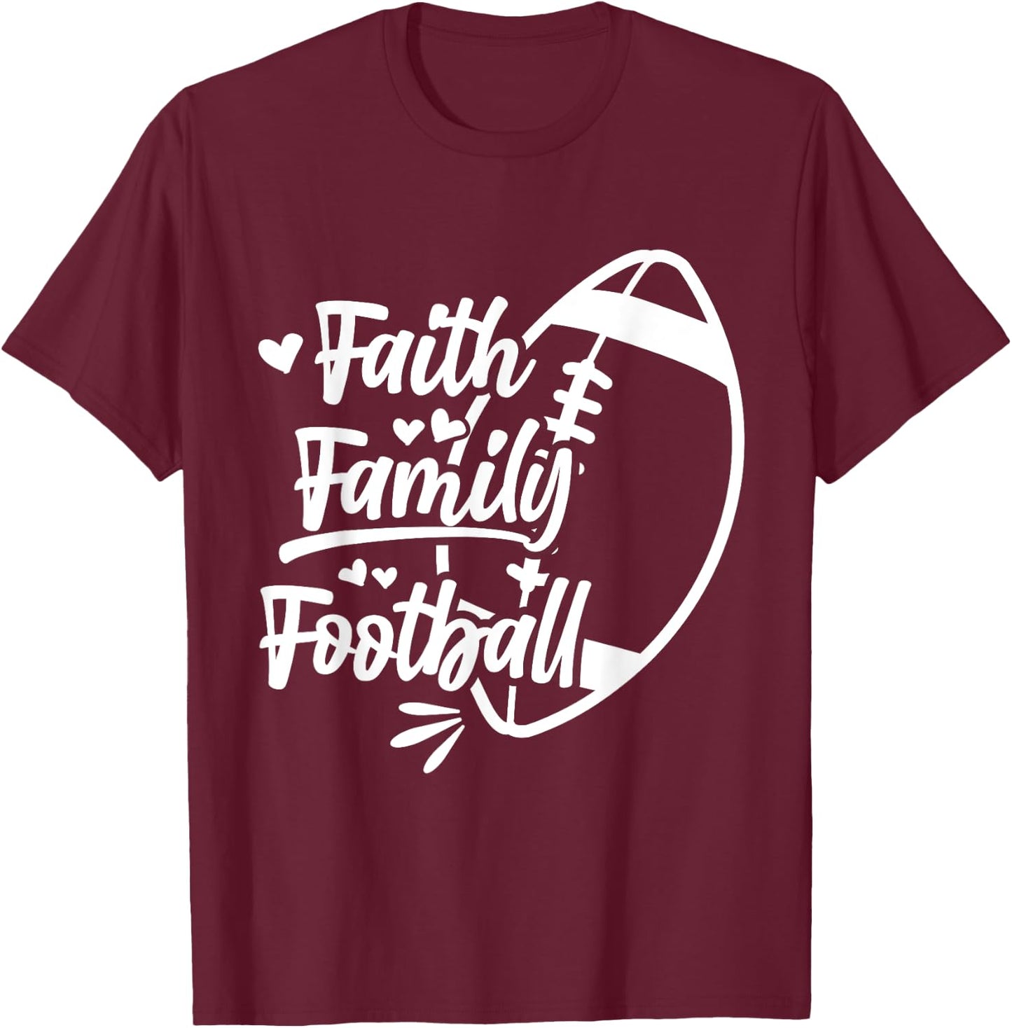Religious Faith Family Football T-Shirt - T-Shirt | Maroon