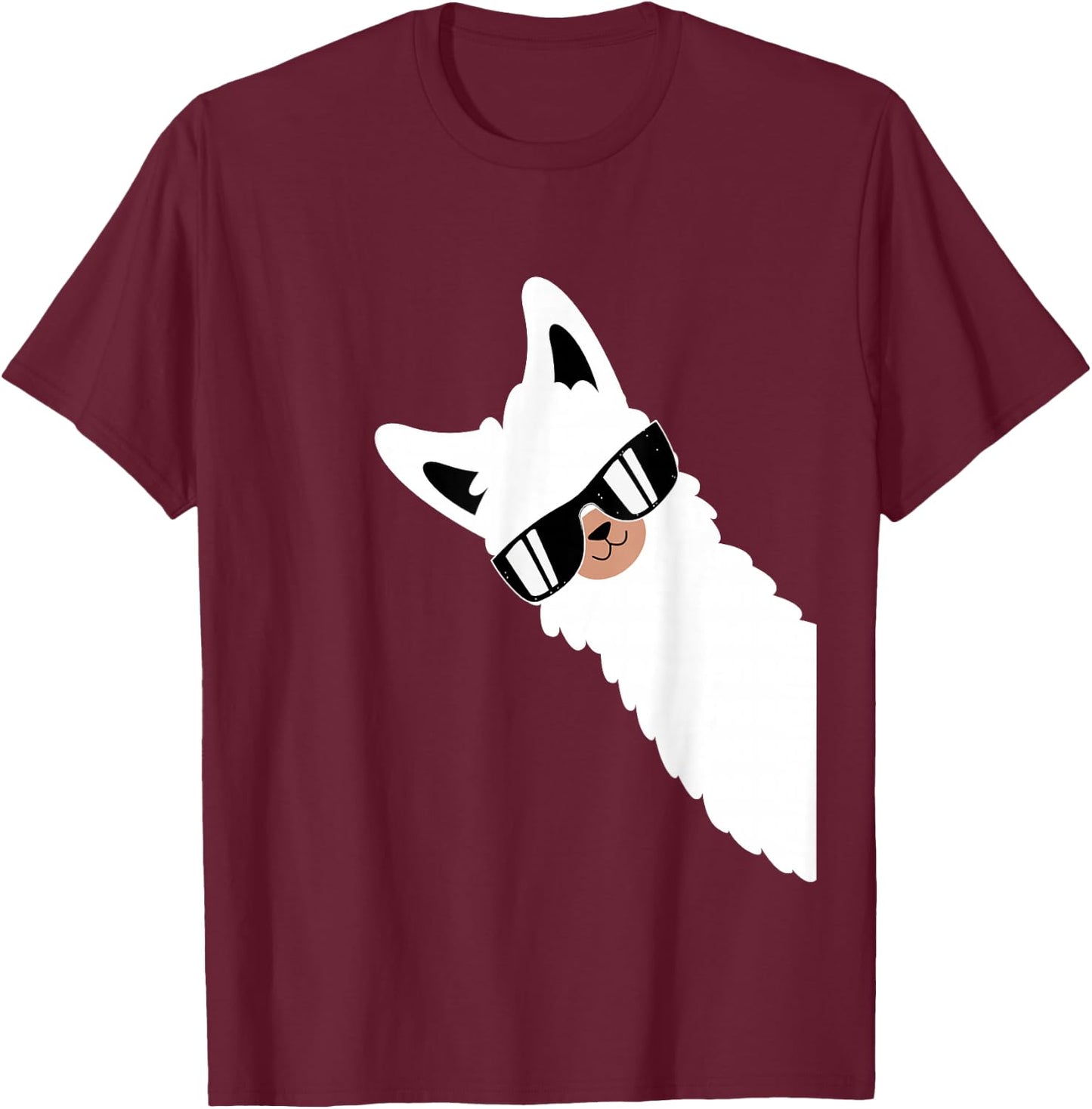 Lama Llama Alpaca with Sunglasses Lama Lover - Cool Lama T-Shirt - T-Shirt | Maroon