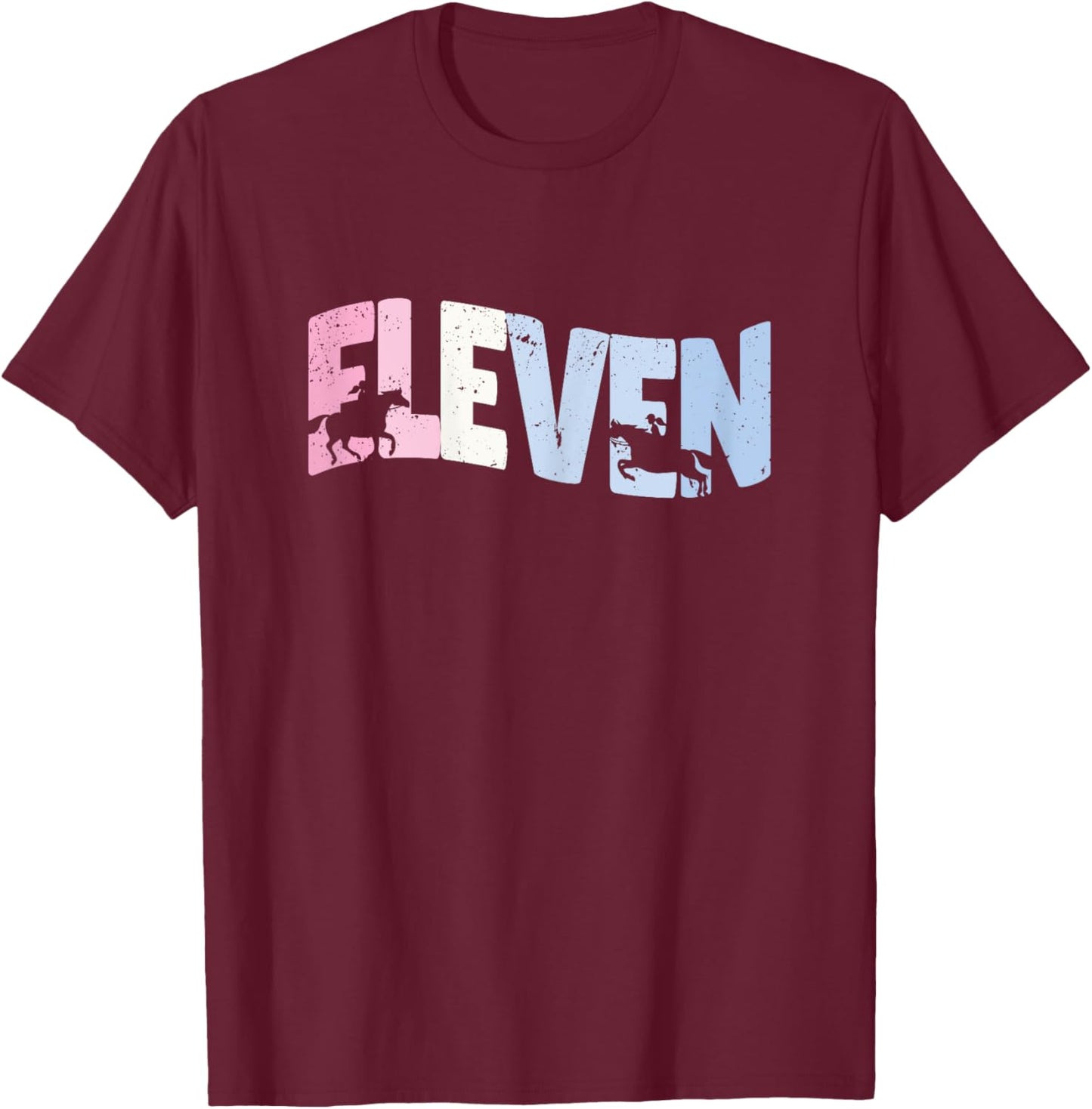 11 Year Old Cute Horse Riding Birthday Girl 11th B-day T-Shirt - T-Shirt | Maroon