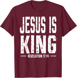 Jesus is King Revelation 17:14 dark T-Shirt - T-Shirt | Maroon