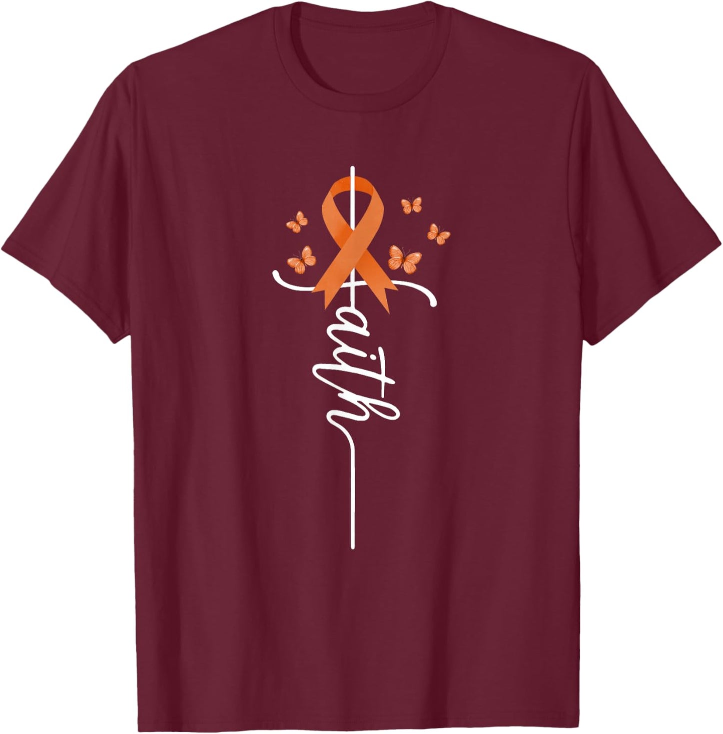 Visit The MS Collection Women's MS Awareness Orange Ribbon Warrior - Black, Small T-Shirt - T-Shirt | Maroon