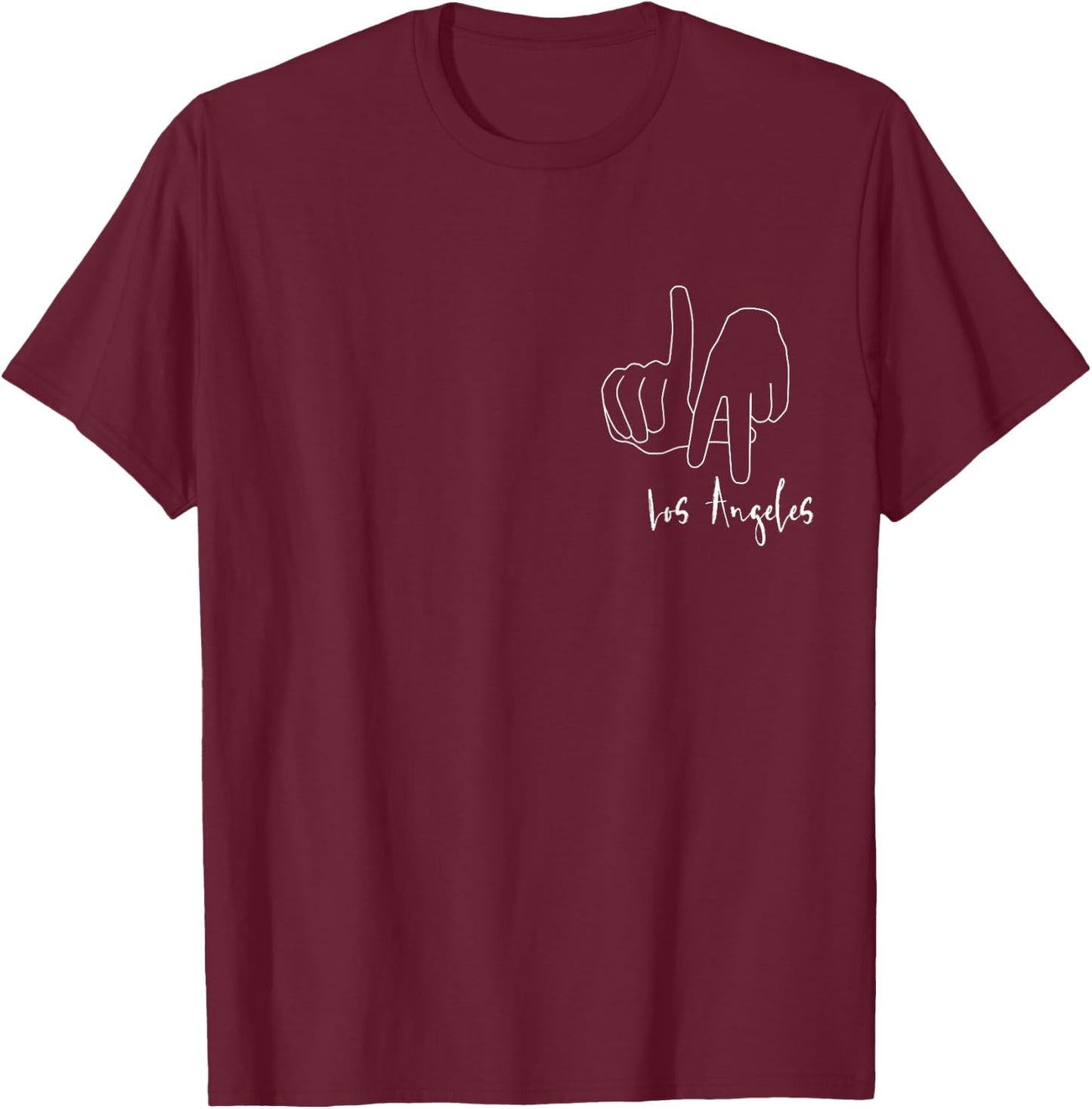 LA Hand Sign Original Los Angeles Pocket Graphic T-Shirt - T-Shirt | Maroon