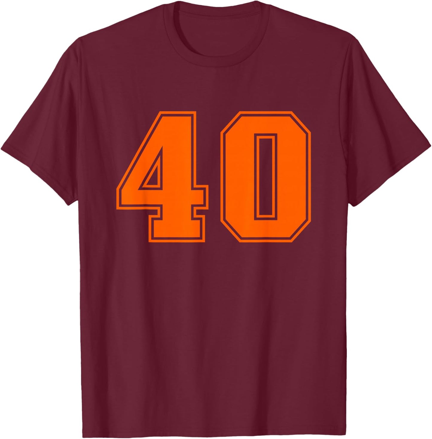 Orange Sports Team Number #40 T-Shirt - T-Shirt | Maroon