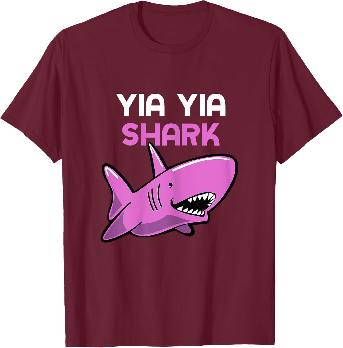 YiaYia Shark Funny Family Yia-Yia T-Shirt - T-Shirt | Maroon