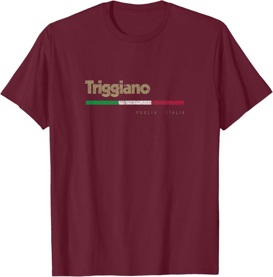 Triggiano Italian City Retro Flag Italy T-Shirt - T-Shirt | Maroon