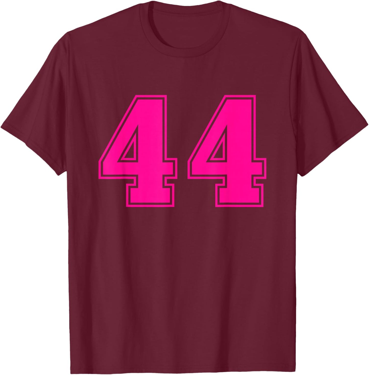 Number #44 Pink Sport Number T-Shirt - T-Shirt | Maroon