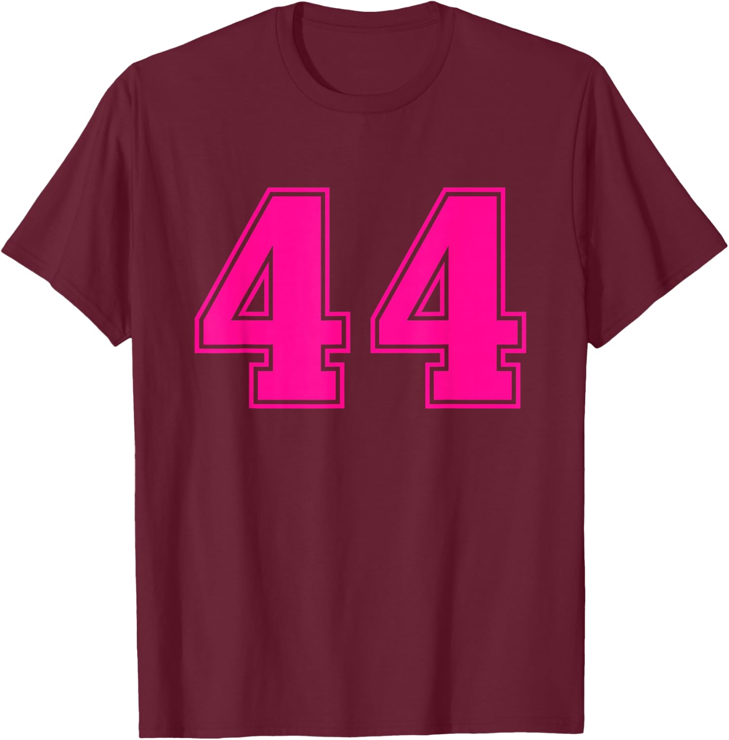 Number #44 Pink Sport Number T-Shirt - T-Shirt | Maroon