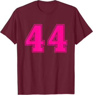 Number #44 Pink Sport Number T-Shirt - T-Shirt | Maroon