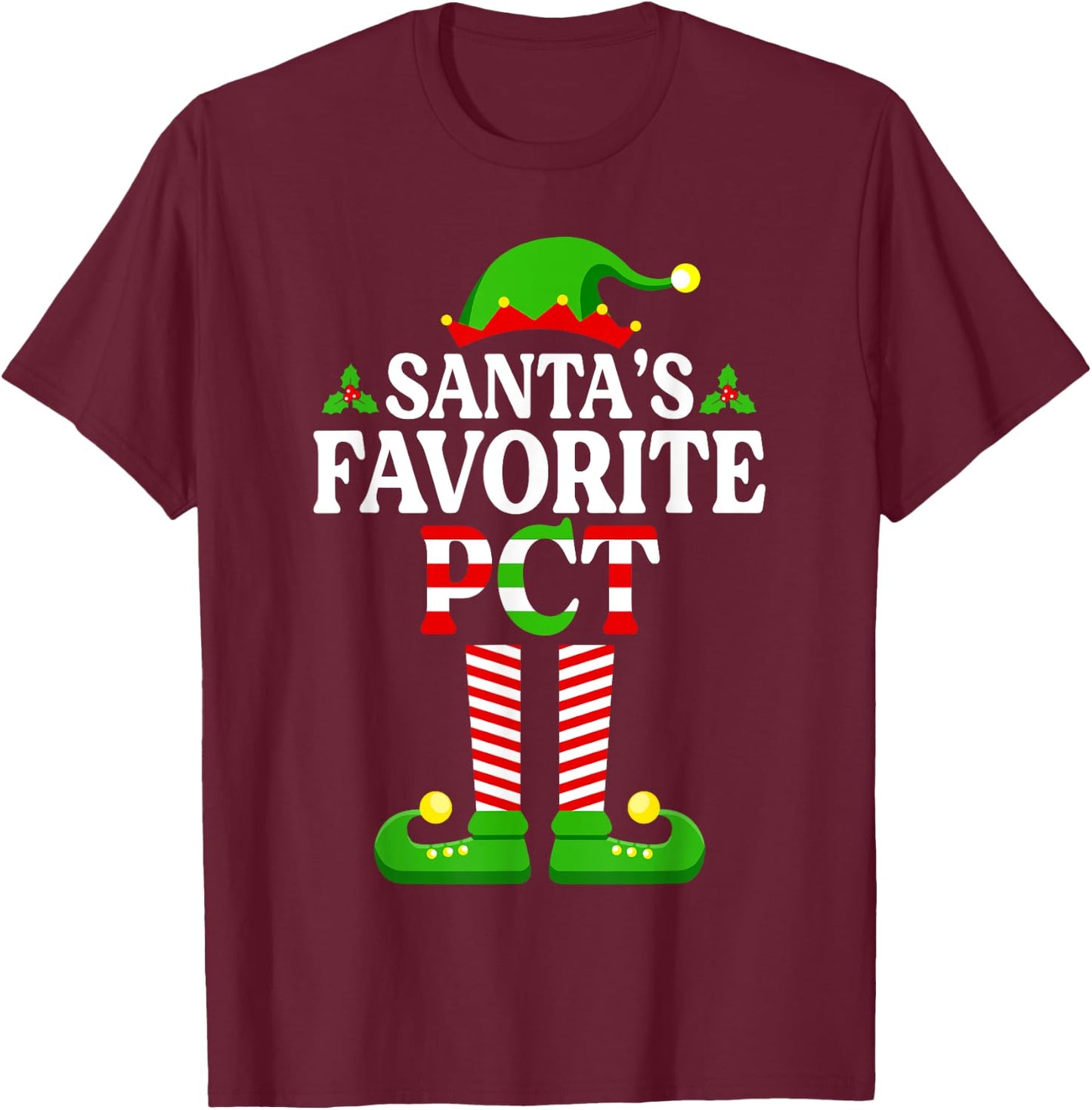 Santa's Favorite PCT Shirt Patient Care Technician Christmas T-Shirt - T-Shirt | Maroon
