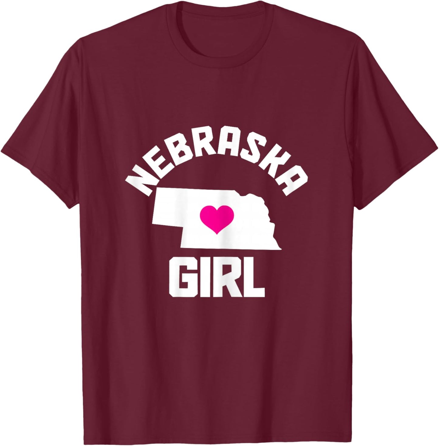 Nebraska Girls' Heart State Map T-Shirt - T-Shirt | Maroon