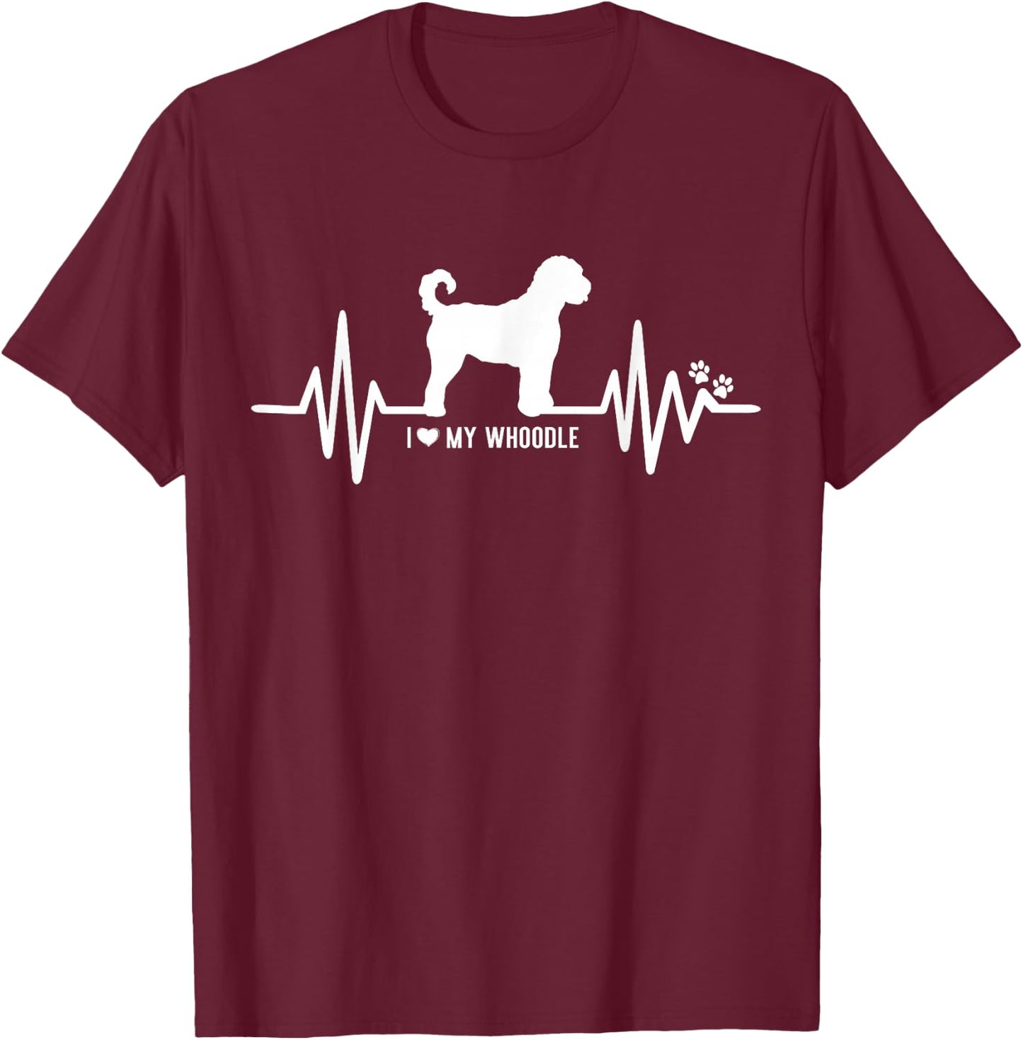 Whoodle Heart Beat EKG Pulse Design For Dog Lovers Men Women Girls Kids T-Shirt - T-Shirt | Maroon