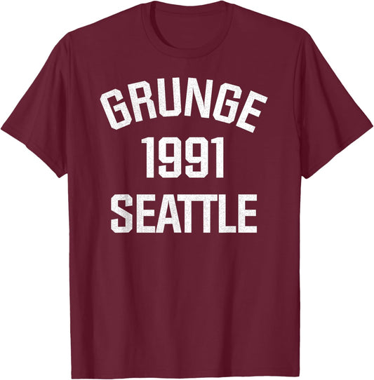 Grunge Rock 1991 Seattle T-Shirt - T-Shirt | Maroon