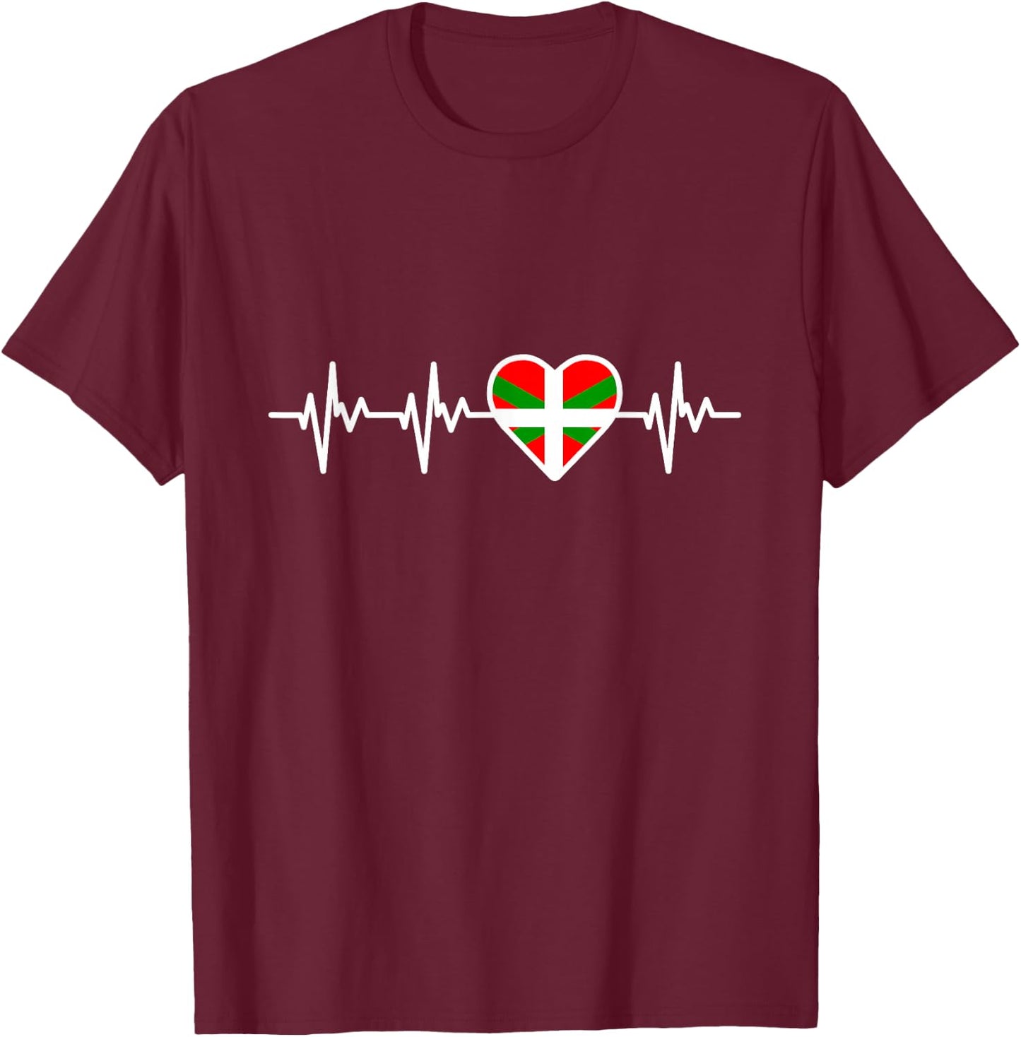 Basque Country Flag Heartbeat Basques T-Shirt - T-Shirt | Maroon