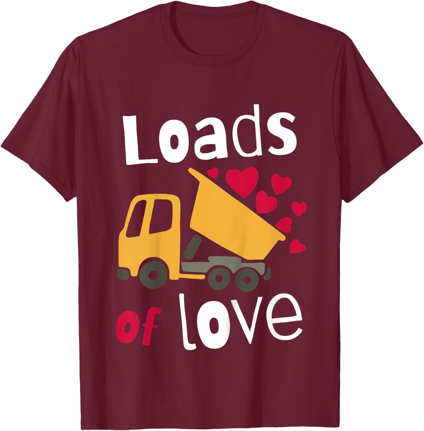 Kids Kids Valentines Day Costume Construction Trucks Boys Toddler T-Shirt - T-Shirt | Maroon