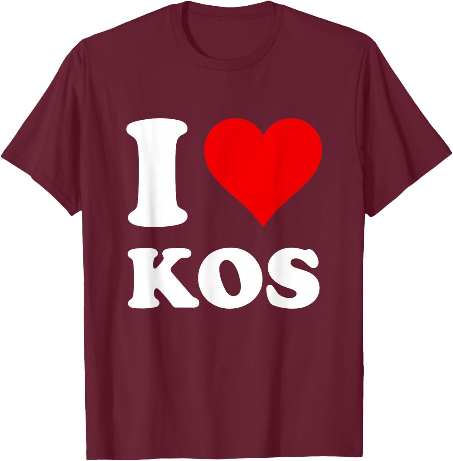 Red Heart I Love Kos T-Shirt - T-Shirt | Maroon