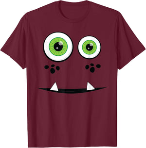 Halloween Shirt Cute Monster Face Halloween Group Costume T-Shirt - T-Shirt | Maroon