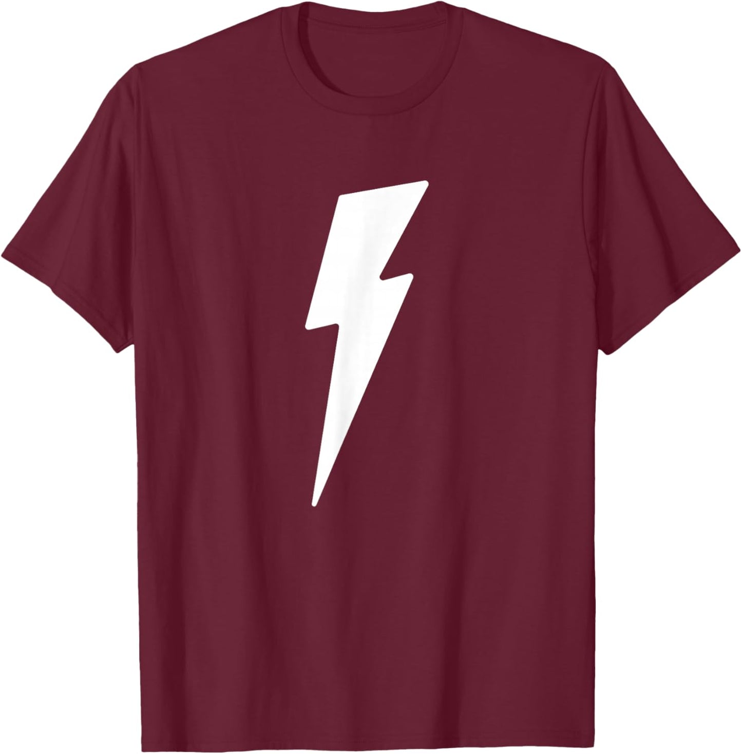 Simple Lightning Bolt in White | Thunder Bolt Graphic T-Shirt - T-Shirt | Maroon